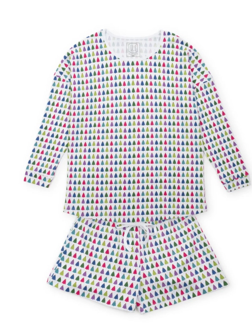 Lila & Hayes Sophie Short Set Christmas Tree Bright Girls Size 16 Pima Cotton